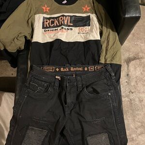 Rock Revival outfit size 34 Barak shorts large shirt